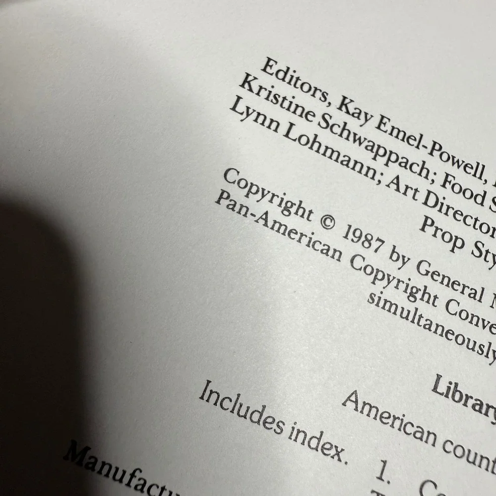Betty Crocker's American Country‎ Cooking Cookbook 1987 Recipes Index
